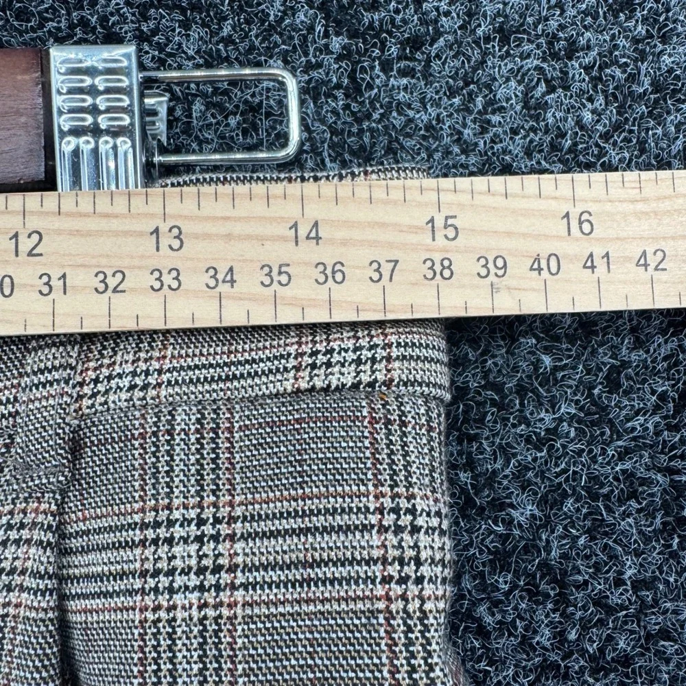 Zara Brown Plaid Wide Leg Pleated Trousers High Waisted Dress Pants Small 26